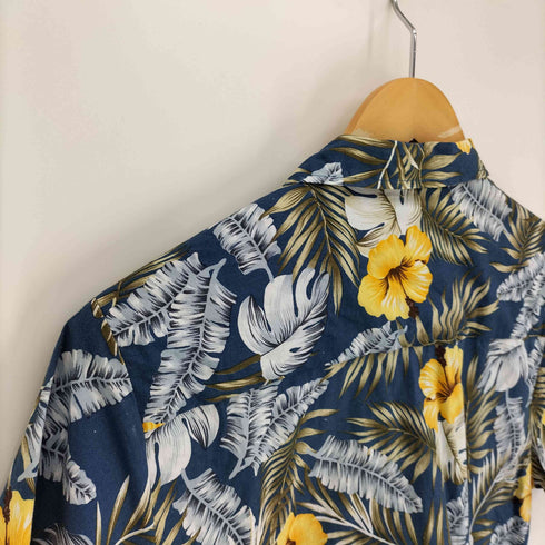 MOANA FASHION ハイビスカス柄 花柄 開襟オープンカラー アロハ シャツ メンズ import:S