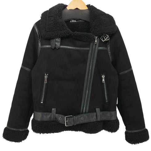 ザラ ZARA ダブルライダース ムートンジャケット レディース import:M