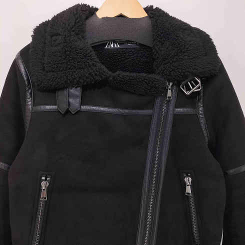 ザラ ZARA ダブルライダース ムートンジャケット レディース import:M