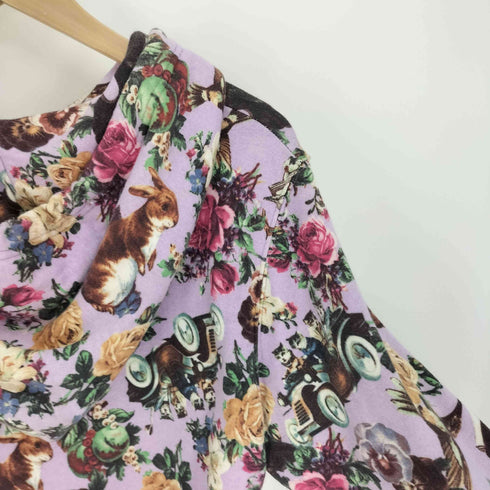 ジョイリッチ JOYRICH アニマル 花柄 総柄 プリント ジップアップ パーカー レディース import:L