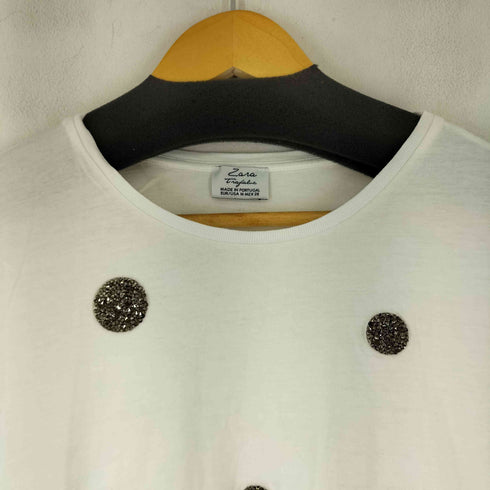ザラ ZARA フロントビジューデザイン S/S Tシャツ レディース