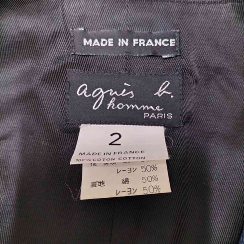 アニエスベーオム Agnes b.homme フランス製 コットン モールスキン 異素材切替 ジップアップ ジレ ベスト メンズ 2