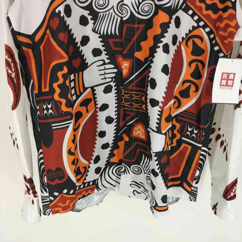 キング 総柄 プリント 比翼ボタン ポリ L/S シャツ メンズ