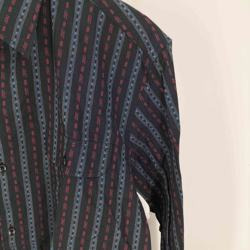 コムサイズム COMME CA ISM 総柄 ストライプ 刺繍 L/S シャツ メンズ JPN:L