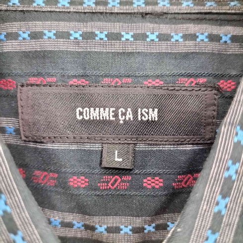 コムサイズム COMME CA ISM 総柄 ストライプ 刺繍 L/S シャツ メンズ JPN:L