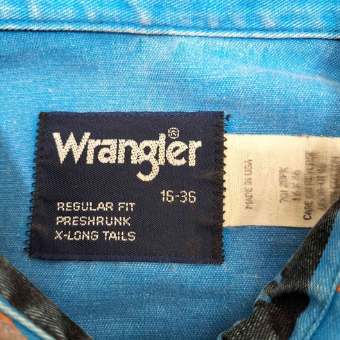 ラングラー Wrangler 80S USA製 REGULAR FIT 総柄 ストライプ L/S シャツ メンズ 16-36