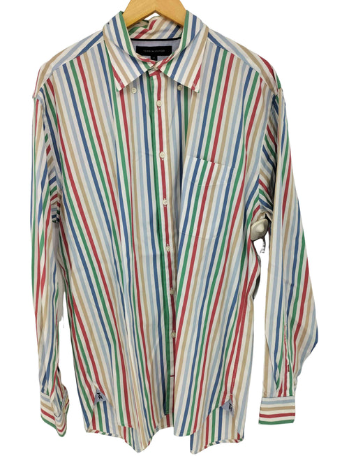 トミーヒルフィガー TOMMY HILFIGER マルチカラーストライプ ボタンダウンシャツ メンズ import:XL