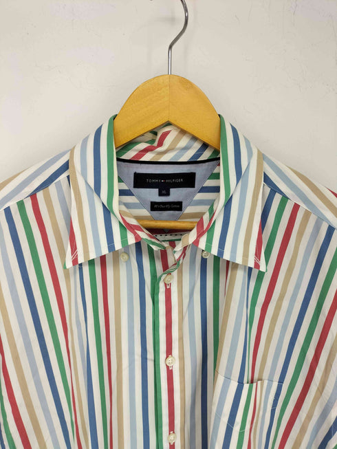 トミーヒルフィガー TOMMY HILFIGER マルチカラーストライプ ボタンダウンシャツ メンズ import:XL