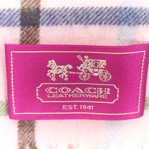 コーチ COACH カシミヤ100%チェック柄マフラー レディース