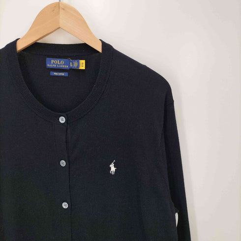 ポロラルフローレン POLO RALPH LAUREN PIMA COTTON ポニー刺繍 クルーネック コットン カーディガン レディース import:XL