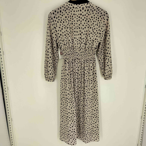 ナチュラルビューティーベーシック NATURAL BEAUTY BASIC 22AW ダルメシアン柄 ボウタイ ロング ワンピース レディース PS