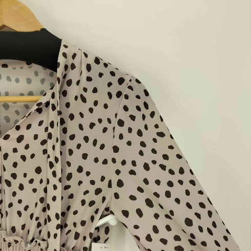 ナチュラルビューティーベーシック NATURAL BEAUTY BASIC 22AW ダルメシアン柄 ボウタイ ロング ワンピース レディース PS