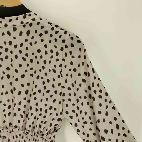 ナチュラルビューティーベーシック NATURAL BEAUTY BASIC 22AW ダルメシアン柄 ボウタイ ロング ワンピース レディース PS