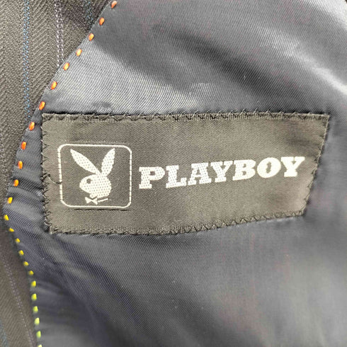 プレイボーイ PLAYBOY ストライプ 3B 背抜き テーラードジャケット 2タック スラックスパンツ セットアップ メンズ