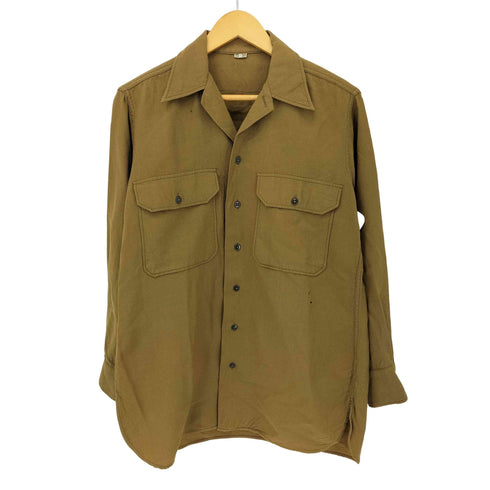 ユーエスアーミー U.S. ARMY 40S ガスフラップ マチ付き ミリタリー ウール マスタード シャツ メンズ 15-32