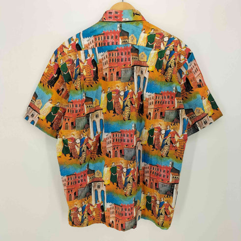 CARLO PALAZZI フラップポケット アートプリント 比翼 S/S シャツ メンズ import:L