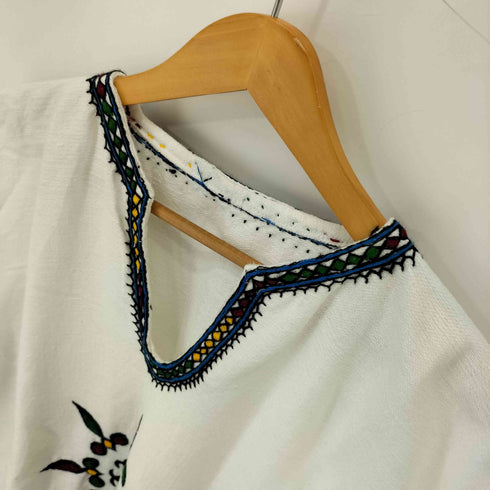 刺繍 スキッパーワンピース レディース