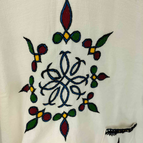 刺繍 スキッパーワンピース レディース