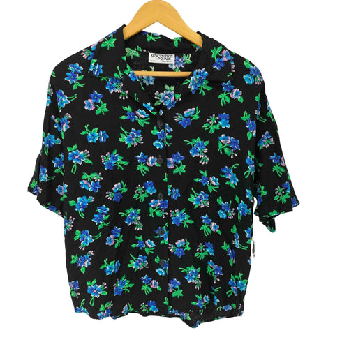 90S USA製 花柄 オープンカラーシャツ レディース