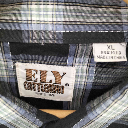 エリーキャトルマン ELY CATTLEMAN ラメ チェックウエスタンシャツ メンズ import:XL