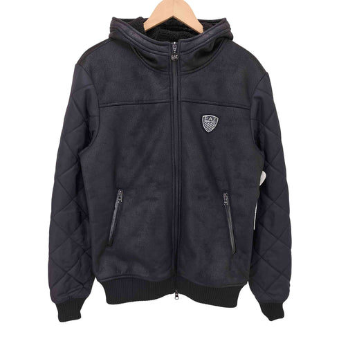 エンポリオアルマーニイーエーセブン EMPORIO ARMANI EA7 Cappuccio Blouson Jacket キルティングスリーブ フェイクムートン フーデッドジャケット メンズ import:XS