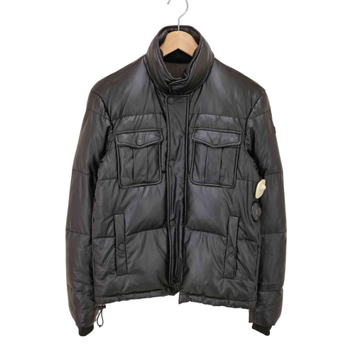 エンポリオアルマーニジーンズ EMPORIO ARMANI JEANS スタンドネック 比翼 フェイクレザー ダウンジャケット 裾ドローコード メンズ import:S