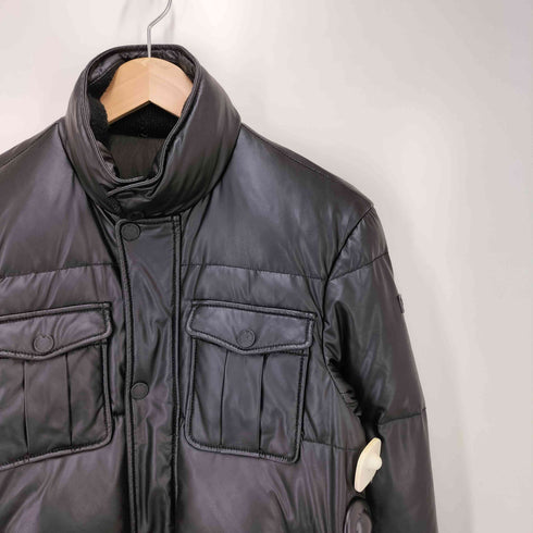 エンポリオアルマーニジーンズ EMPORIO ARMANI JEANS スタンドネック 比翼 フェイクレザー ダウンジャケット 裾ドローコード メンズ import:S