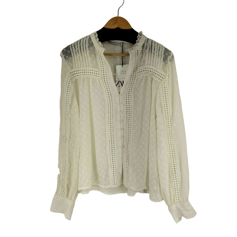 ザラ ZARA カットワークブラウス レディース import:L