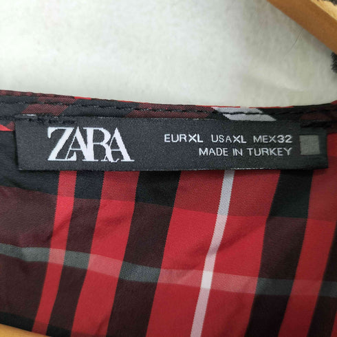 ザラ ZARA パフスリーブチェックブラウス レディース import:XL