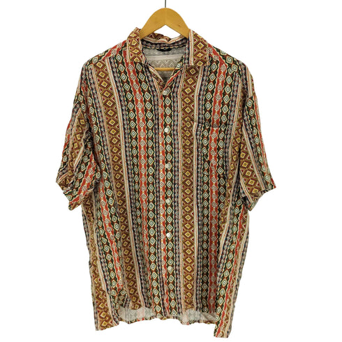 LIFECOMO レーヨン100 S/S 総柄オープンカラーシャツ メンズ FREE