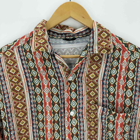 LIFECOMO レーヨン100 S/S 総柄オープンカラーシャツ メンズ FREE