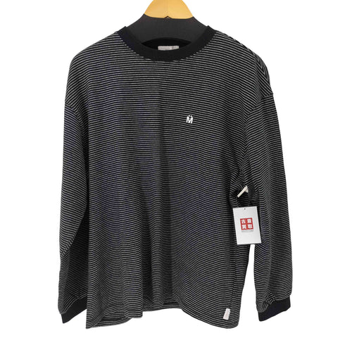 MUHET ワンポイントロゴ刺繍 L/S ボーダーTシャツ レディース LL