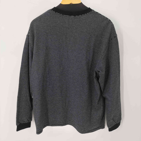 MUHET ワンポイントロゴ刺繍 L/S ボーダーTシャツ レディース LL