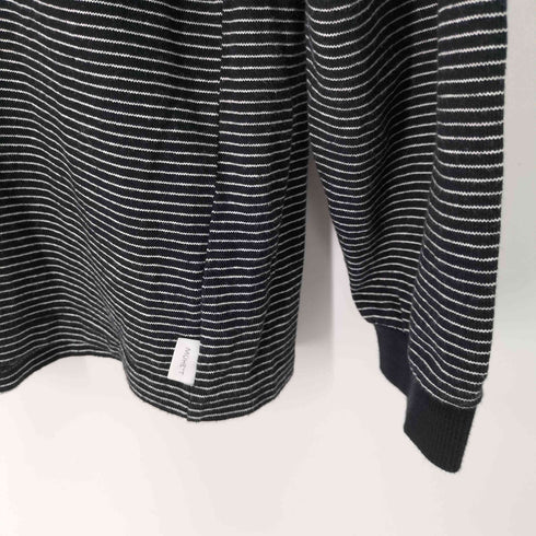 MUHET ワンポイントロゴ刺繍 L/S ボーダーTシャツ レディース LL