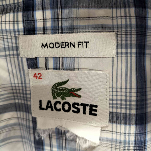 ラコステ LACOSTE L/S BD フロントロゴ刺繍 チェックシャツ メンズ 42