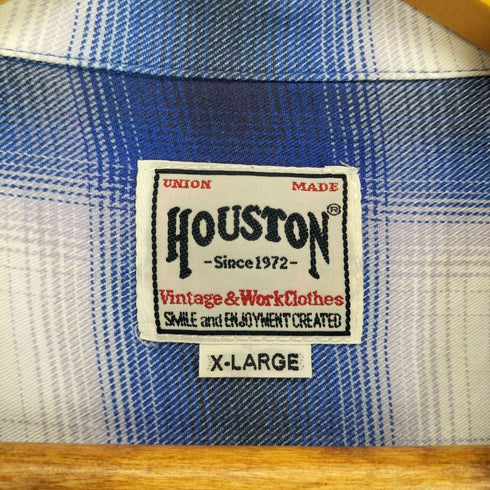 ヒューストン HOUSTON オンブレチェック開襟レーヨンシャツ メンズ XL
