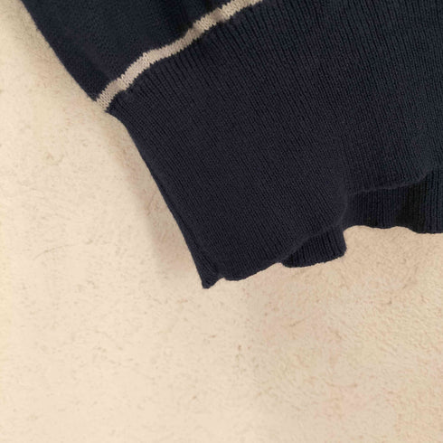 プレイボーイ PLAYBOY ロゴ刺繍フロントハーフジップボーダーニットポロ メンズ L