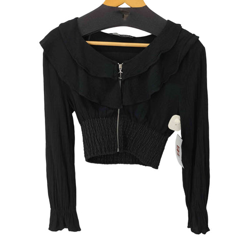 ザラ ZARA フロントフリルジップブラウス レディース import:XS