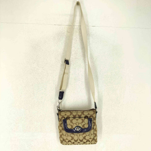 コーチ COACH シグネチャーロゴエナメル切替キャンバスショルダーバッグ レディース