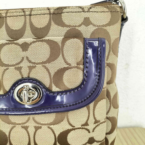 コーチ COACH シグネチャーロゴエナメル切替キャンバスショルダーバッグ レディース