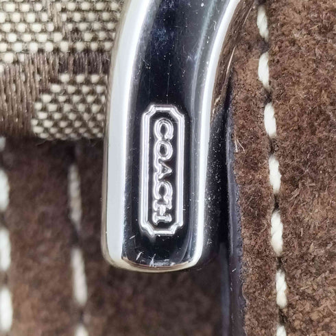 コーチ COACH スウェード切替 マイクロシグネチャーロゴ バックルポケットデザイントートバッグ レディース