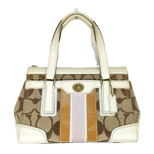 コーチ COACH シグネチャーロゴ キャンバス×レザーショルダーバッグ レディース