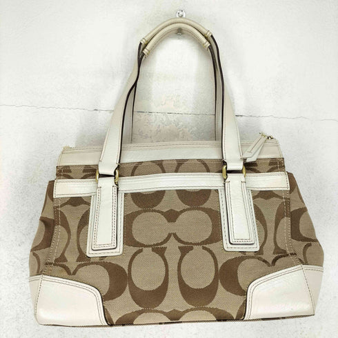 コーチ COACH シグネチャーロゴ キャンバス×レザーショルダーバッグ レディース
