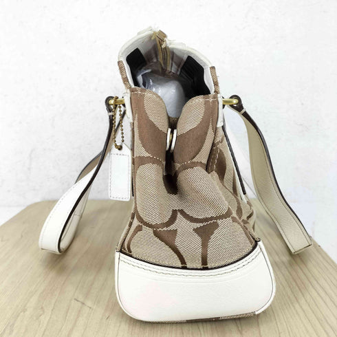コーチ COACH シグネチャーロゴ キャンバス×レザーショルダーバッグ レディース