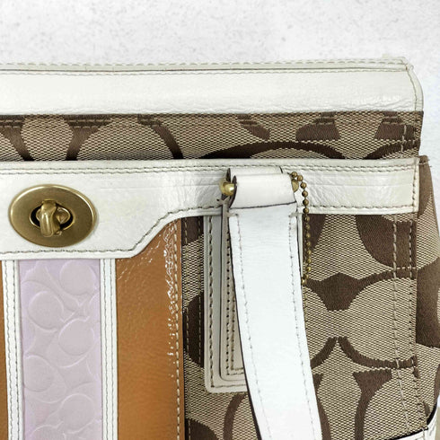 コーチ COACH シグネチャーロゴ キャンバス×レザーショルダーバッグ レディース