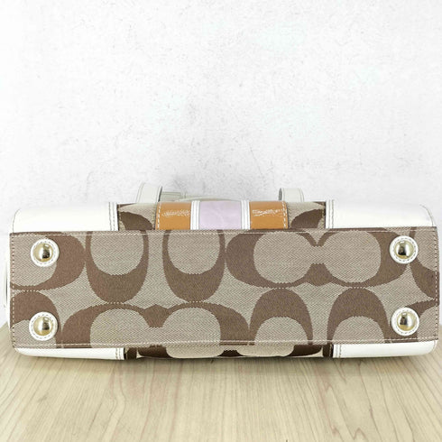 コーチ COACH シグネチャーロゴ キャンバス×レザーショルダーバッグ レディース