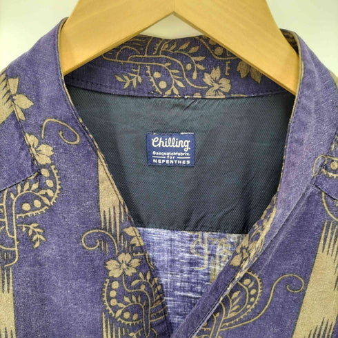 サスクワァッチファブリックス SASQUATCHfabrix. 18SS Chilling 総柄 ノーカラー スナップボタン S/S シャツ メンズ JPN:L