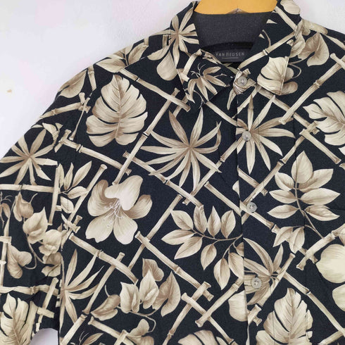 ヴァンヒューゼン VAN HEUSEN S/S ボタニカル柄 レーヨン シャツ メンズ JPN:L