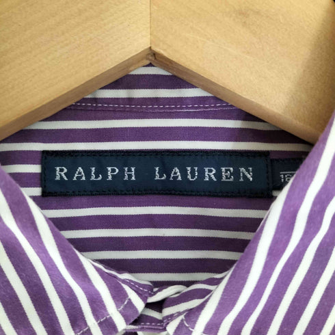 ラルフローレン RALPH LAUREN ポニー刺繍 比翼ボタン コットン ストライプシャツ レディース 4