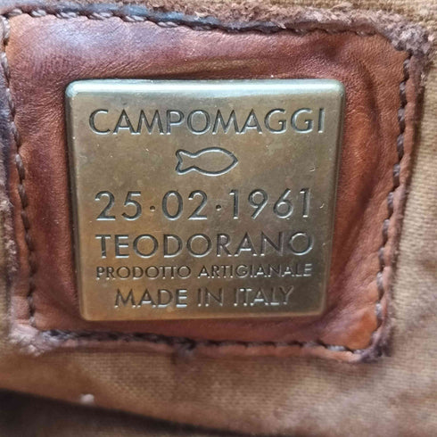 カンポマッジ campomaggi Shopping bag Genziana in canvas and leather レザー切替 キャンバスショルダーバッグ レディース